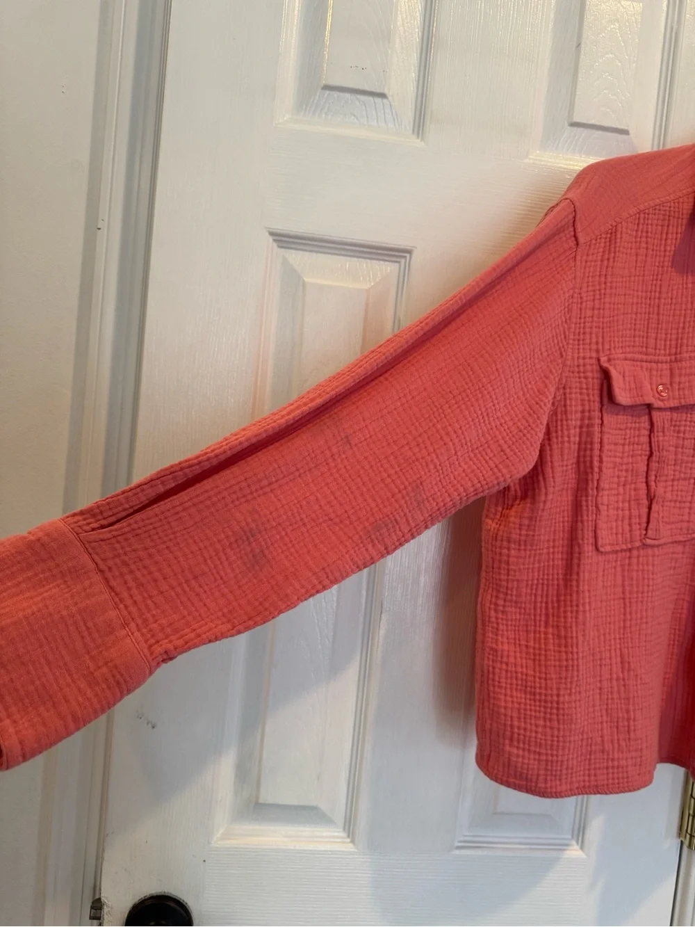 Banana Republic Woman’s Coral Collard Double Gauze Cotton Button Down Shirt Sz M